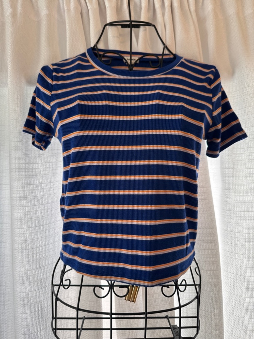 Garage Navy, Orange and Cream Striped Short Sleeve Tee